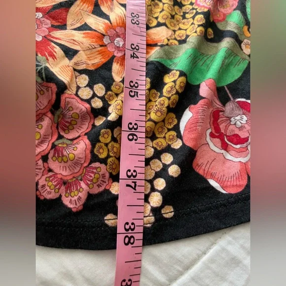 Johnny Was Camella black floral lounge robe size small